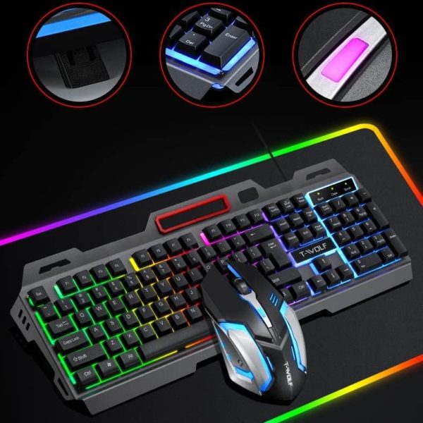 • مجموعة كيبورد و ماوس الألعاب بإضاءة خلفية RGB